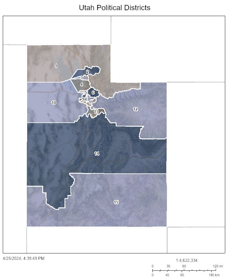 Map of Utah school board voting districts