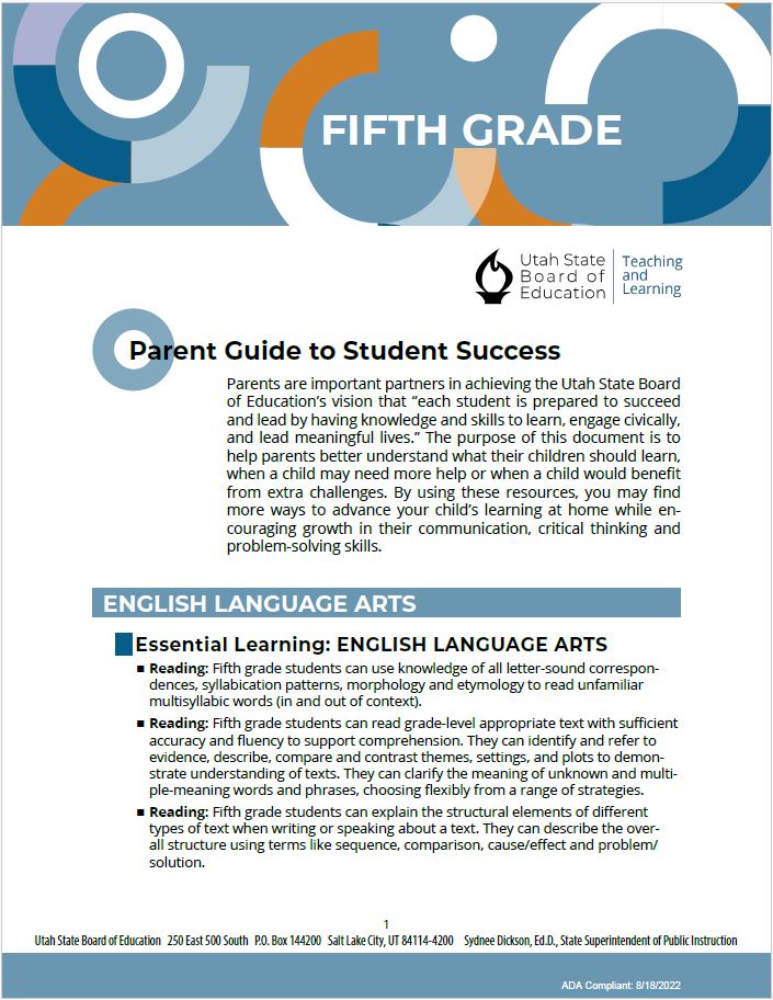 Parent Guide to Student Success Fifth Grade