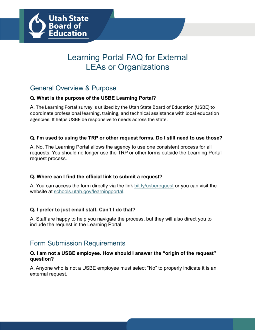 Learning Portal FAQ