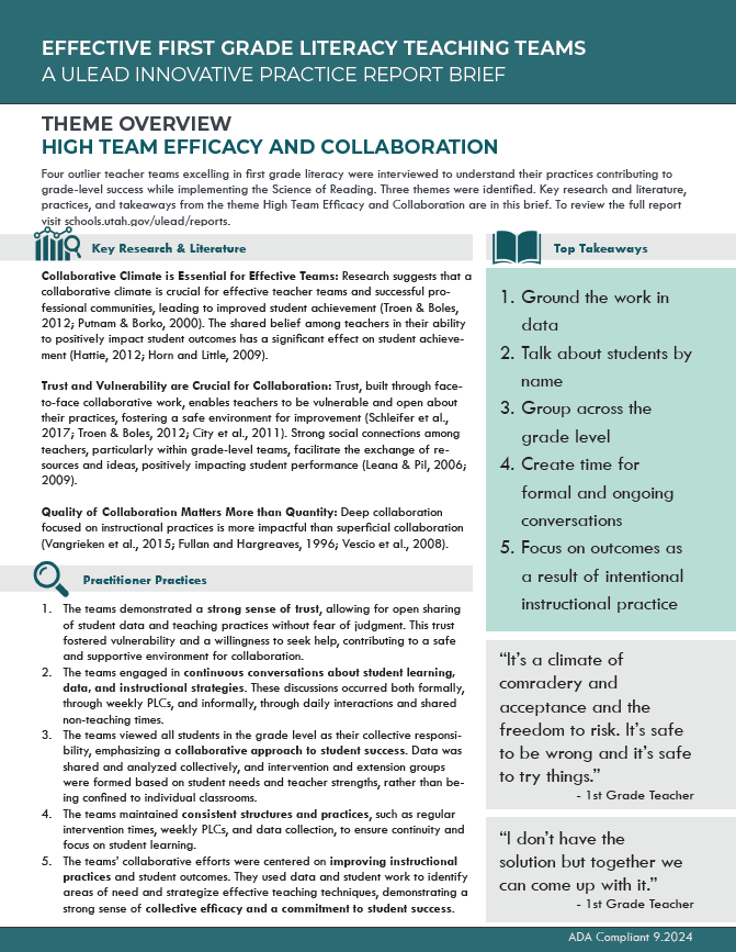 First grade team efficacy brief thumbnail