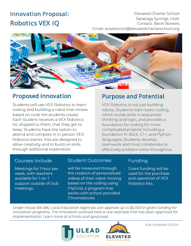 Robotics Vex IQ Innovation Proposal thumbnail pdf