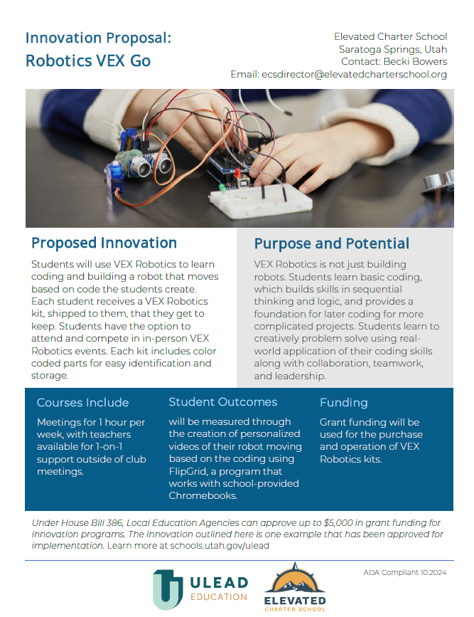 Robotics VEX Go Innovation Proposal pdf thumnail