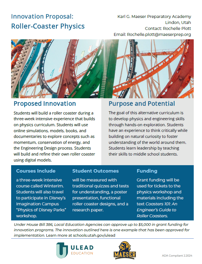 Roller Coaster Physics Innovation Proposal pdf thumnail